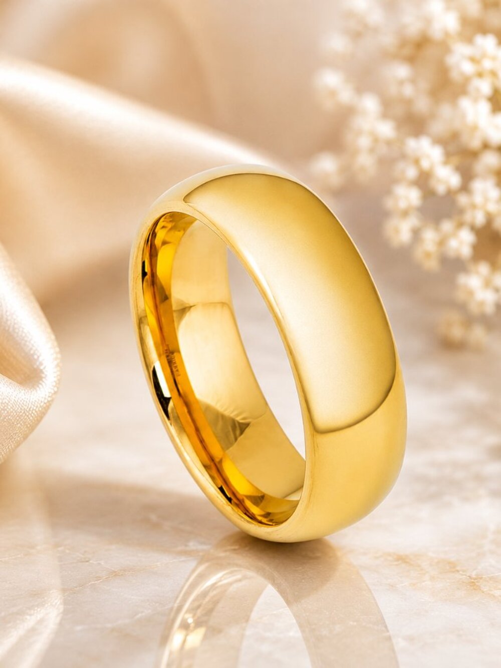 Gold Plated Polished Tungsten Wedding Band Ring - GALTUN105-9.5